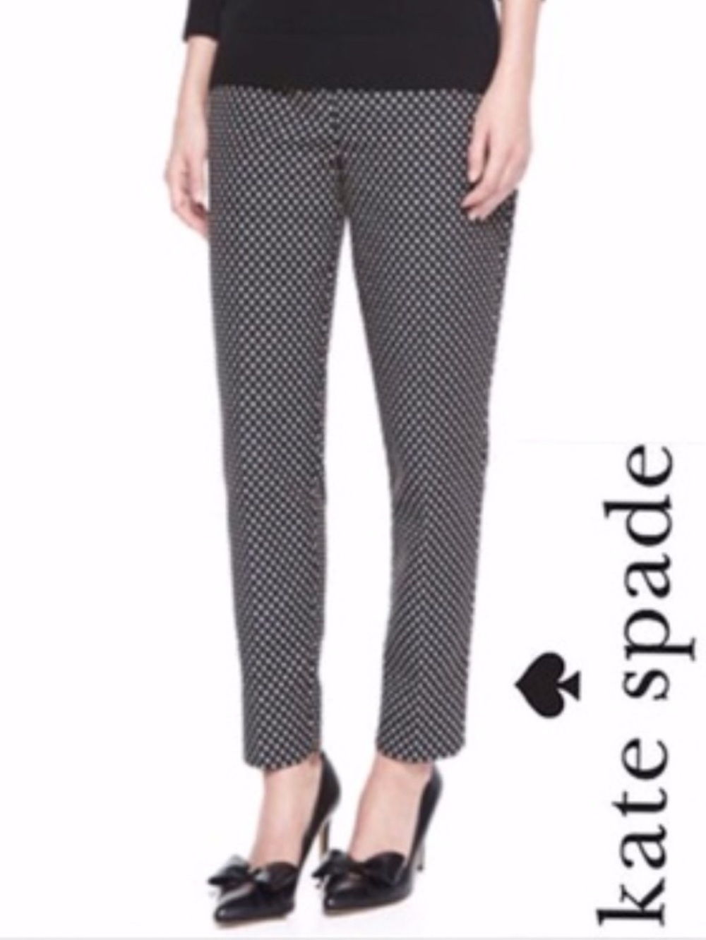 KATE SPADE Margaux Cafe Dot Dress Pant Black/Tan Size 8